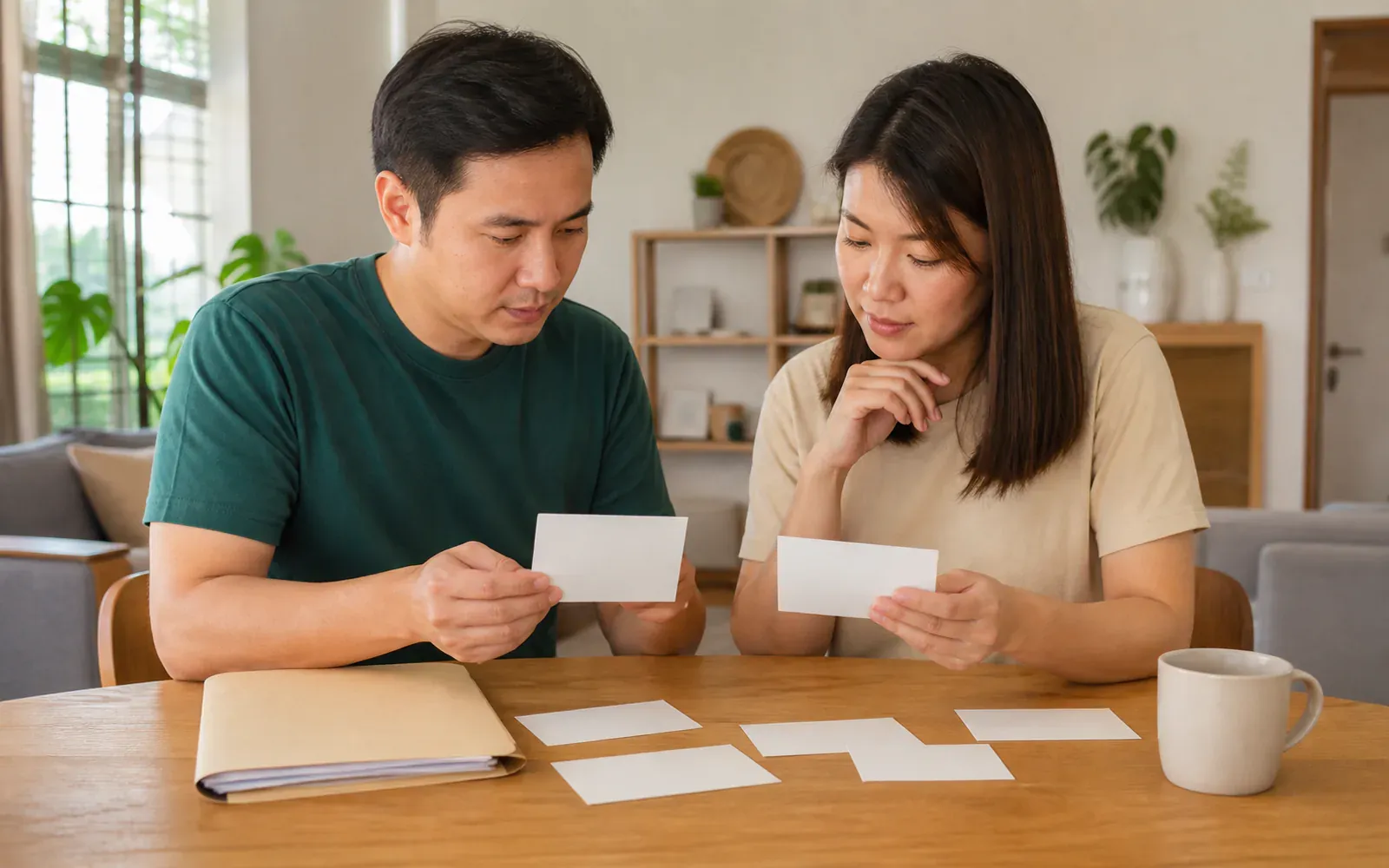 Chinese Malaysian couple planning a location-based household enquiry