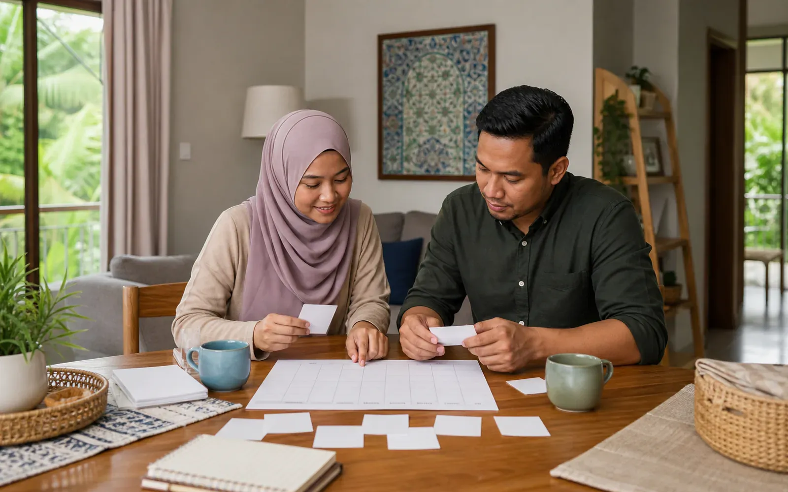 Orang dewasa Melayu Malaysia merancang rutin bulan pertama bersama